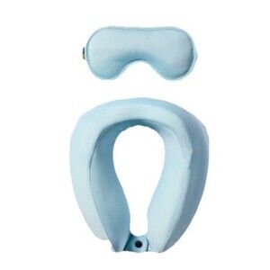 Open Story Memory Foam Neck Pillow & Eye Sleep Mask Set Muddy Aqua NWT